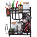 Organizator bucatarie 2 niveluri, suport condimente si accesorii, Metal, Negru
