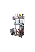 Organizator bucatarie 3 niveluri, suport condimente si accesorii, 38.5x21x60 cm, Metal, Negru