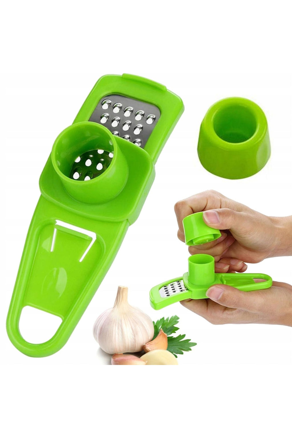 Razatoare compacta pentru usturoi, design ergonomic, otel inoxidabil, 13.5x4x4cm, culoare aleatorie