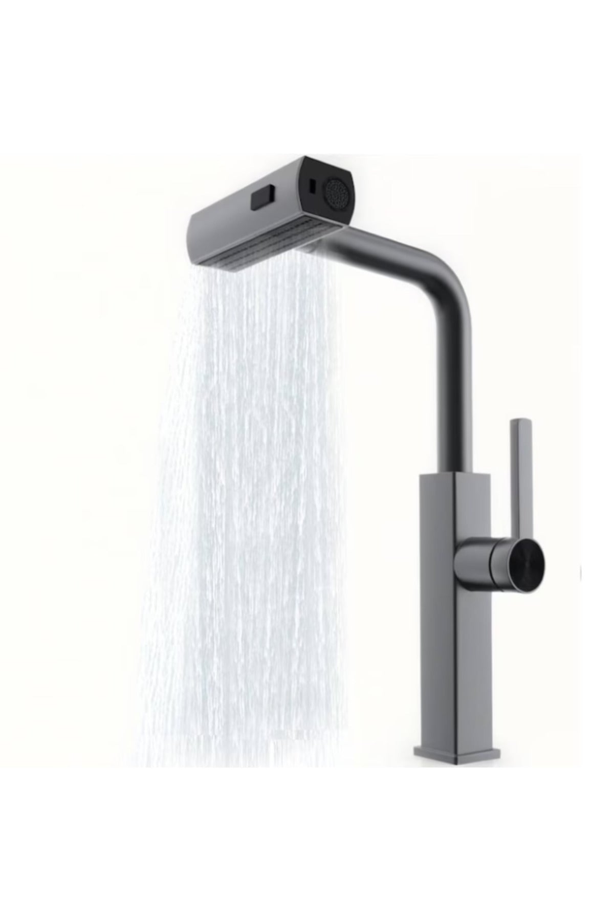 Baterie Bucătărie Cascadă „Rainfall” – Inox 304, Duș Extractibil & 3 Moduri de Jet (Gri Modern)