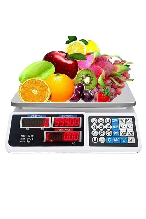 Cântar Comercial Rectangular 40kg – Ideal Colete & Pachete, Portabil (Baterii Incluse), Afișaj Digital