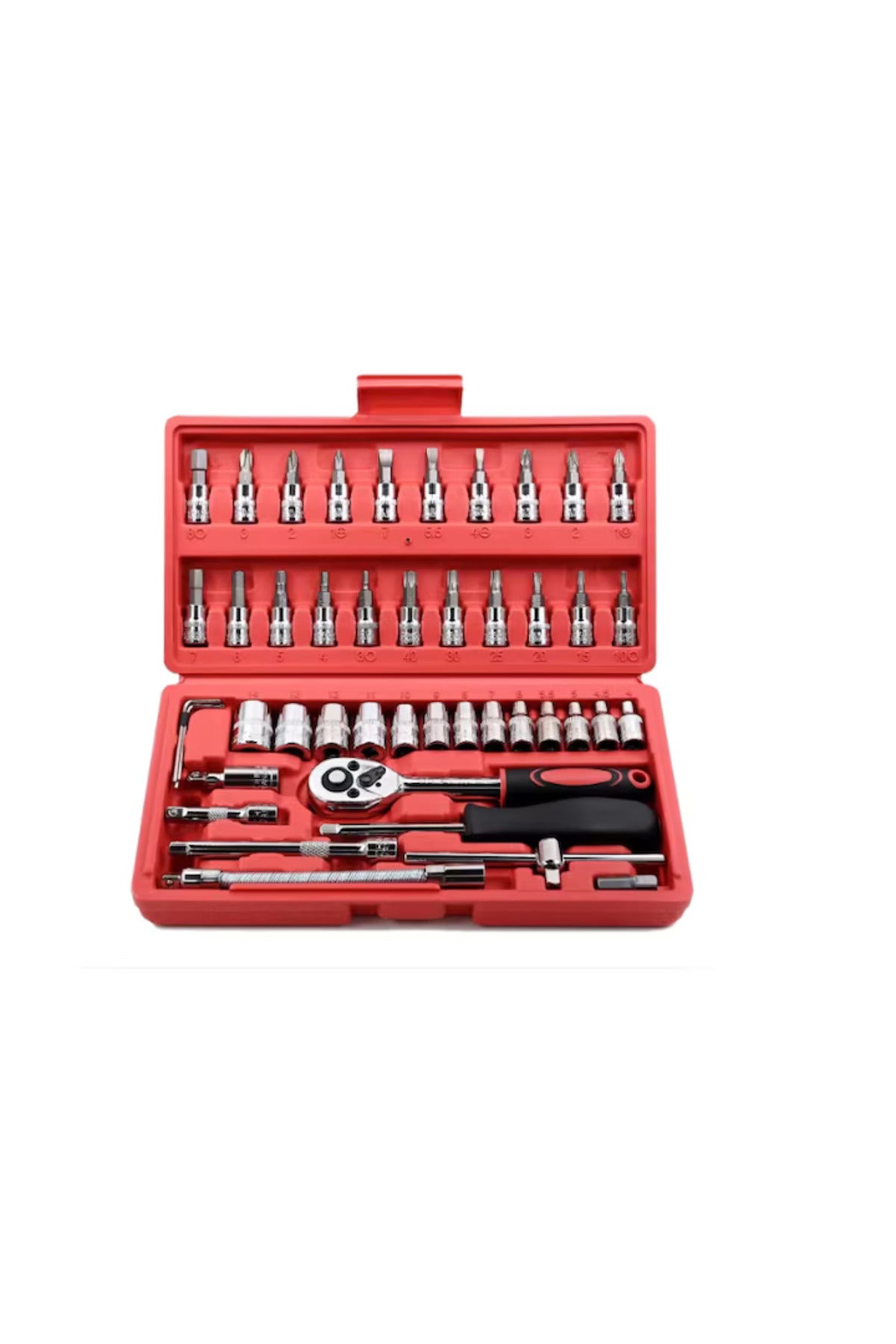 Set Scule Multifuncțional 48 Piese cu Biți, Chei, Clichet și Cutie