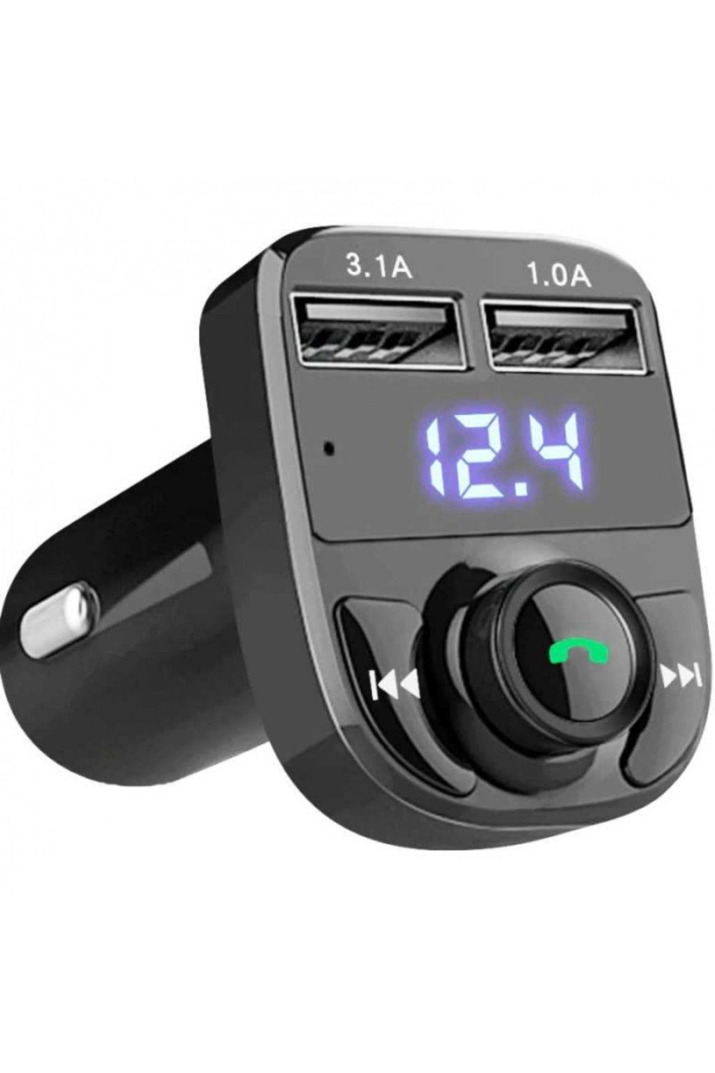 Modulator FM Bluetooth Auto cu Voltmetru – Încărcare Dublă USB (3.1A), Handsfree & Redare Stick/Card