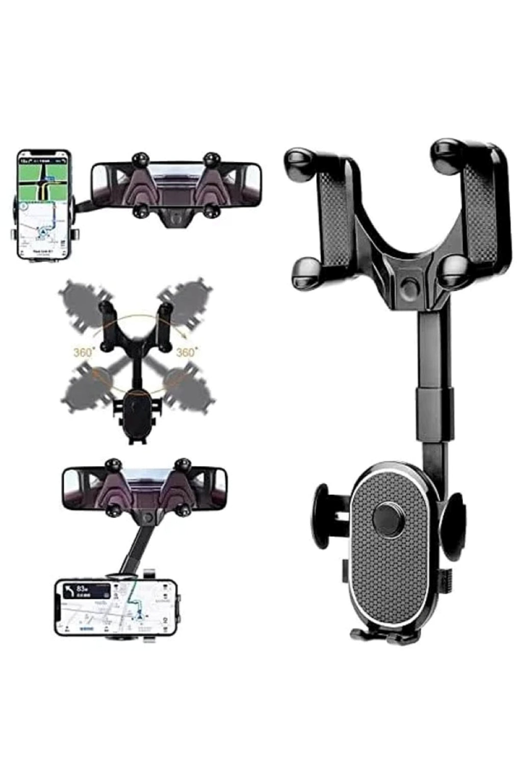 Suport Auto Oglindă Retrovizoare – Reglaj 360° & Lungime, Universal, Navigare GPS Sigură