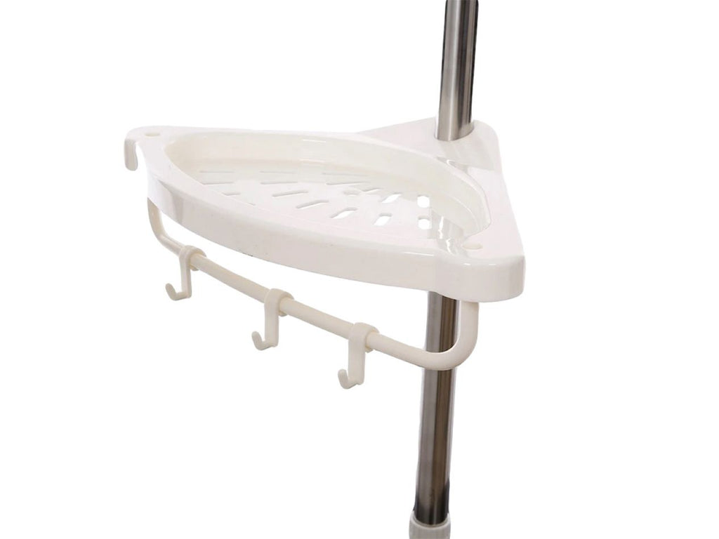 Raft Telescopic de Colț pentru Baie - Montaj Fără Găurire, 4 Polițe Reglabile, Oțel Inoxidabil (100-260 cm)
