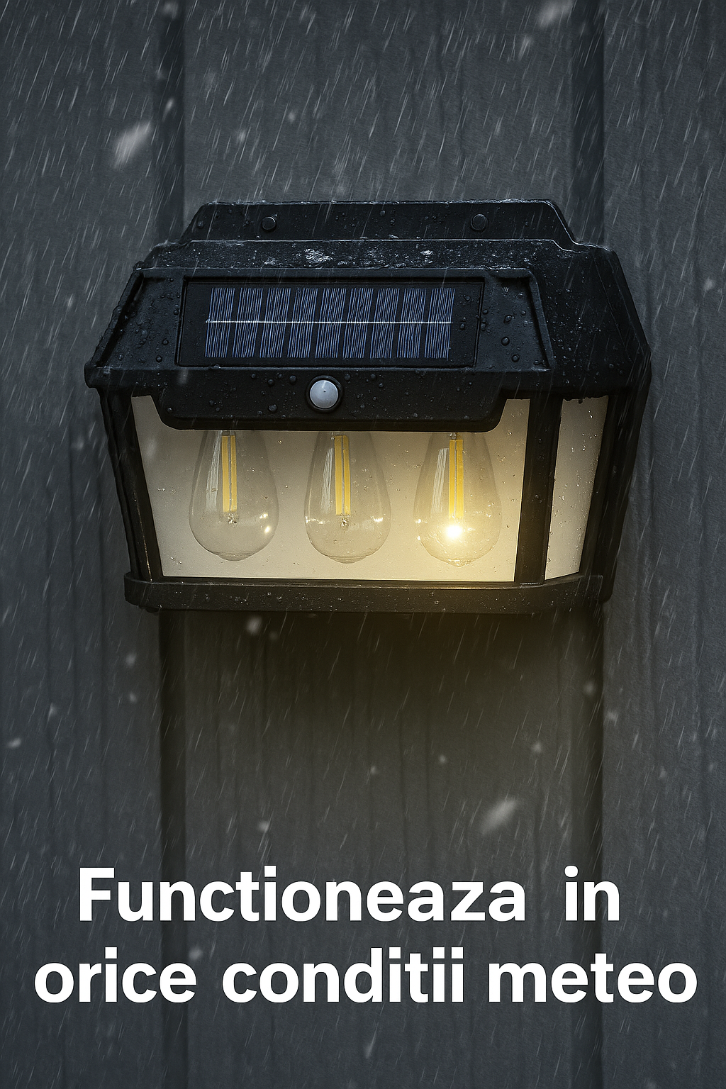 Lampă Exterior Solară 38W – Flux 600lm, Senzor Mișcare, Lumină Reglabilă