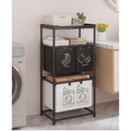 Cos Rufe Metalic Etajat, 3 Nivele si 4 Sectiuni Detasabile,, 57x28x123 cm, Design Modern pentru Baie si Dressing, Negru Mat