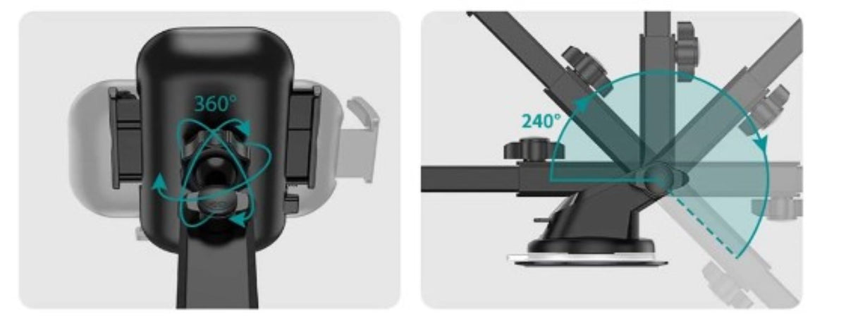 Suport Telefon Auto Reglabil cu Braț Extensibil – Montare Rapidă Parbriz/Bord (Model 3407)