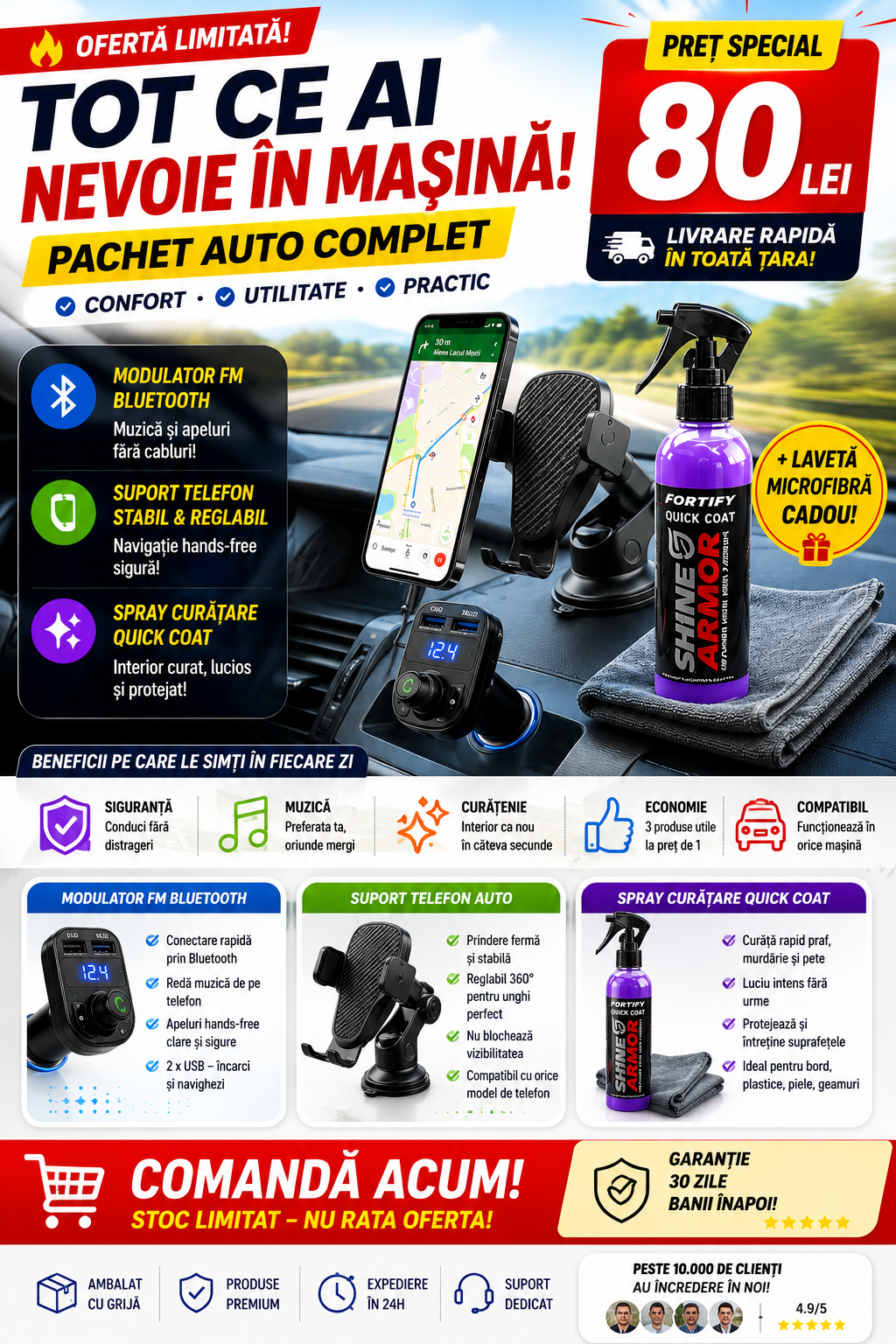 TOT CE AI NEVOIE IN MASINA – Pachet Auto Complet la DOAR 80 LEI