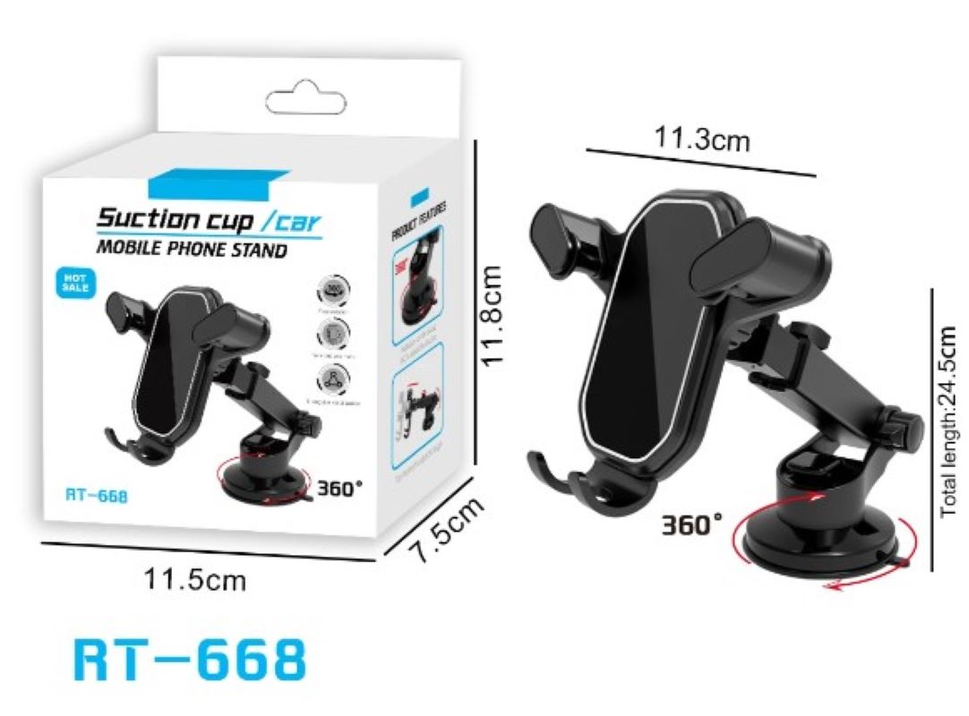Suport telefon auto cu ventuză pentru parbriz/bord, rotație 360 ​​de grade