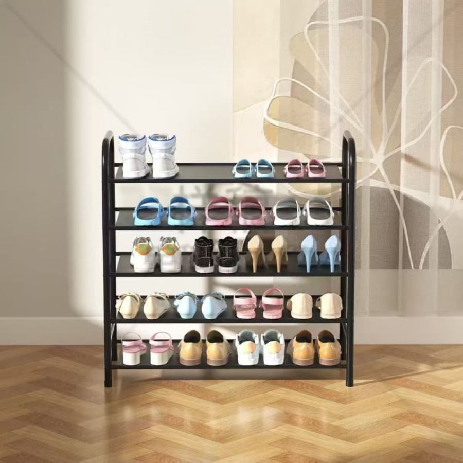 Suport Pantofi 4 Niveluri - Structură Stabilă, Asamblare Rapidă, Negru Elegant