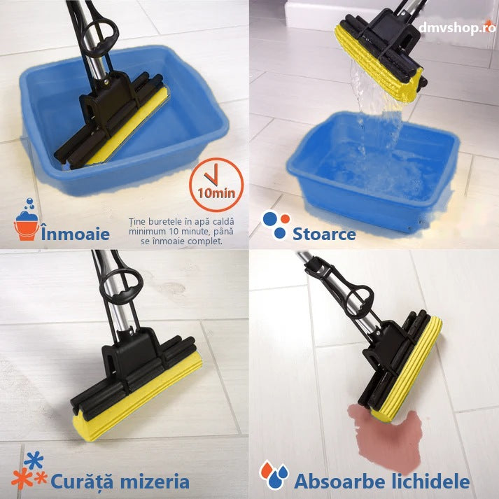 Mop cu Burete PVA, Sistem de Stoarcere si Coada Metalica