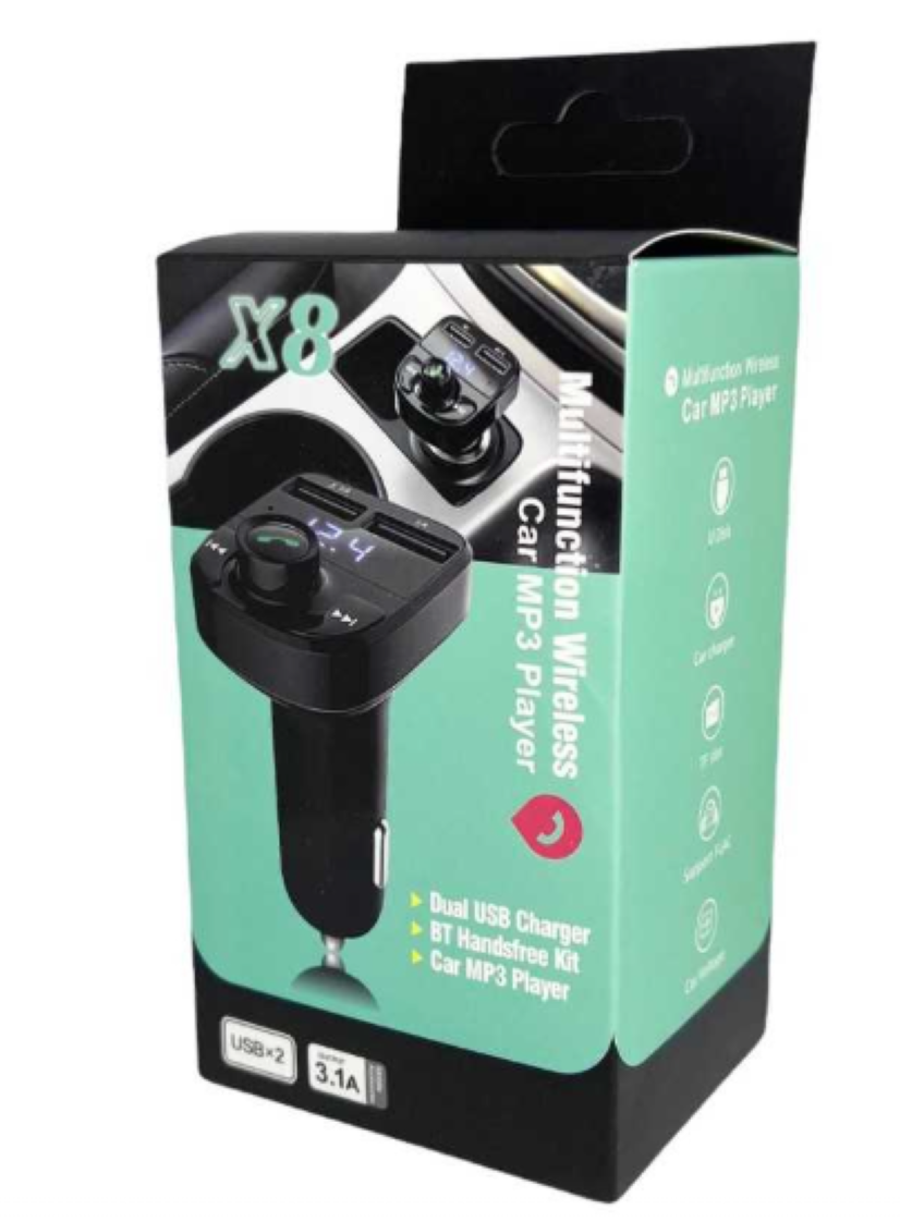 Modulator FM Bluetooth Auto cu Voltmetru – Încărcare Dublă USB (3.1A), Handsfree & Redare Stick/Card