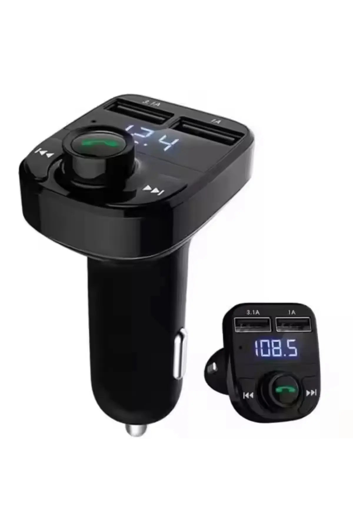 Modulator FM Bluetooth Auto cu Voltmetru – Încărcare Dublă USB (3.1A), Handsfree & Redare Stick/Card