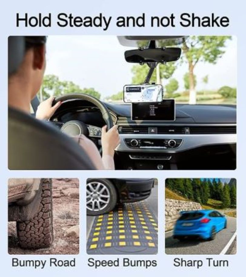 Suport Auto Oglindă Retrovizoare – Reglaj 360° & Lungime, Universal, Navigare GPS Sigură